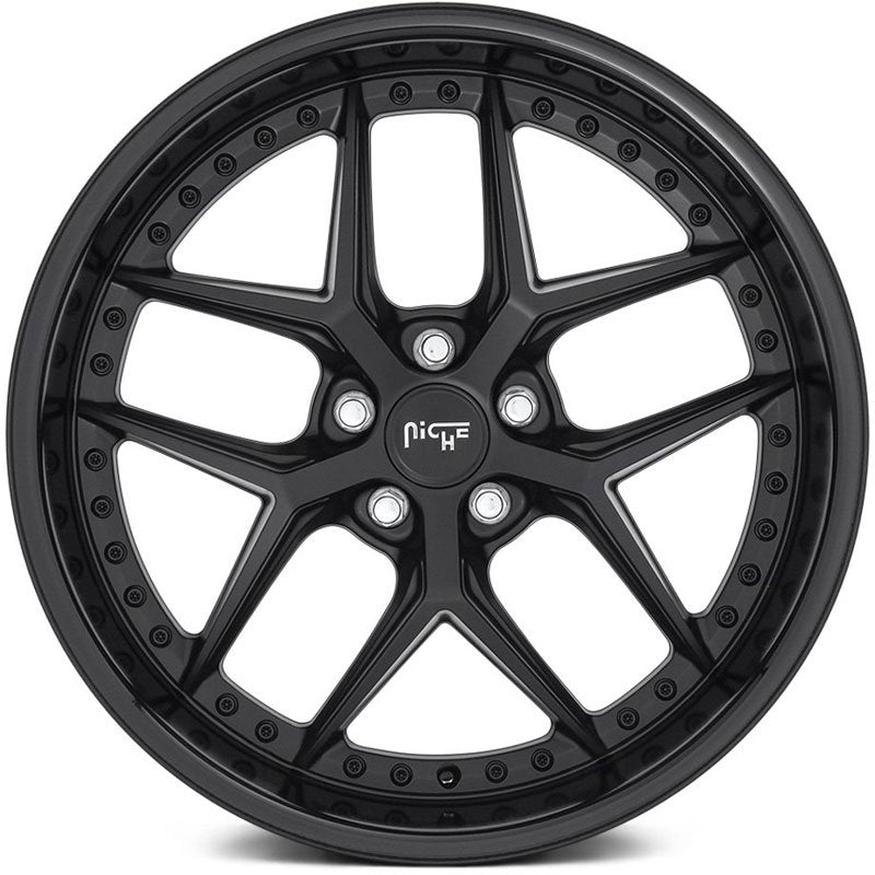 NICHE 226 SATIN BLACK/ GLOSS BLACK LIP | 20X9 5X114.3 +38