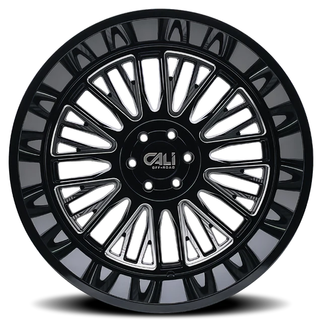 CALI OFF-ROAD VERTEX GLOSS BLACK MILLED 20X10 -25 5X139.7MM 87.1MM