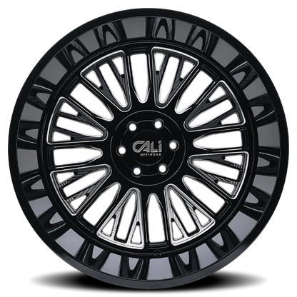 CALI OFF-ROAD VERTEX GLOSS BLACK MILLED 20X10 -25 5X139.7MM 87.1MM
