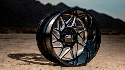 CALI OFF-ROAD GEMINI GLOSS BLACK MILLED 20X10 -25 6X139.7MM 106MM