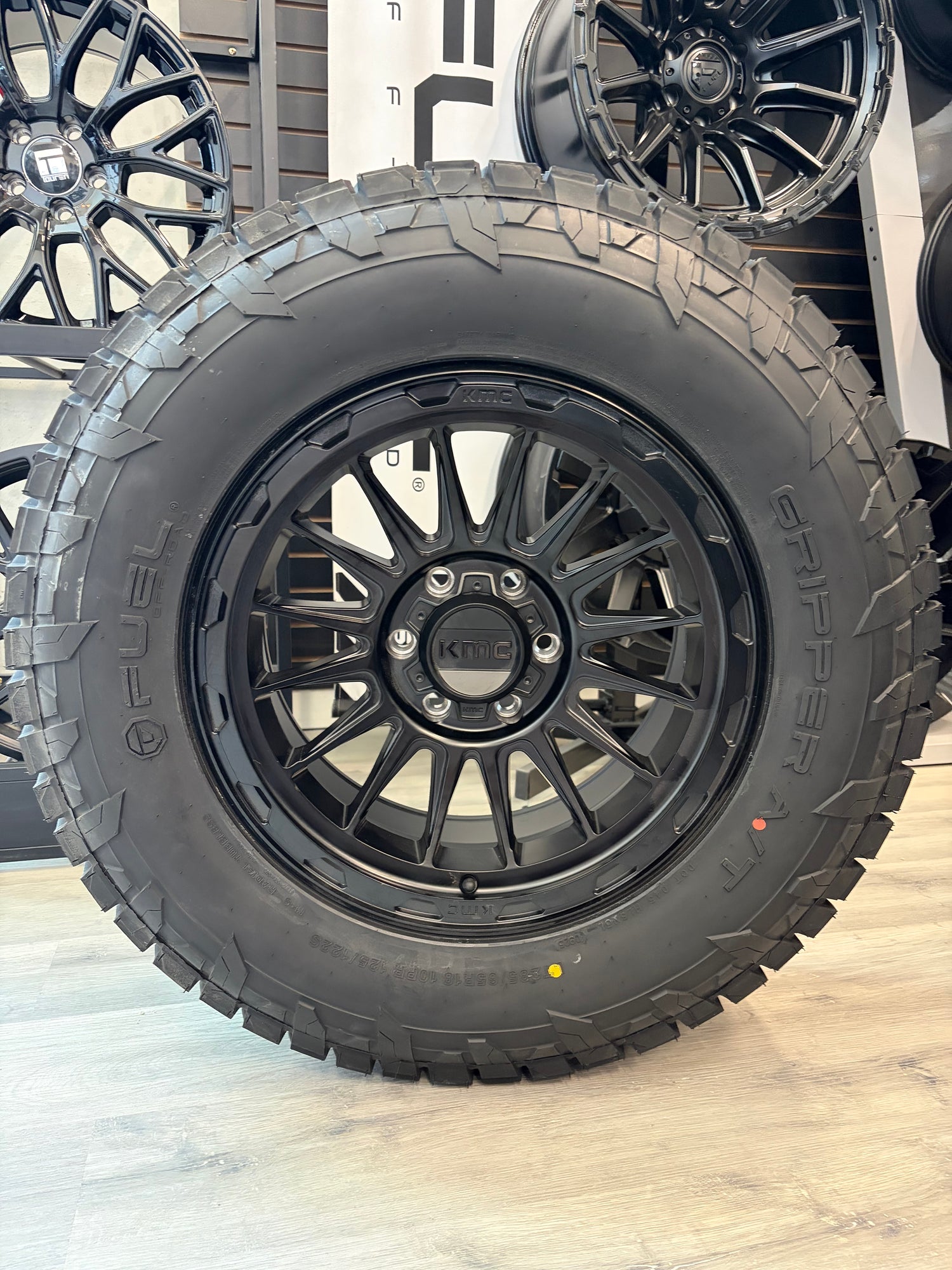 ( SET OF FOUR ) KMC KM542 IMPACT SATIN BLACK 18X9 0 6X139.7 106.1 | LT 10 PLY 285/65R18 Fuel gripper AT 3PMS