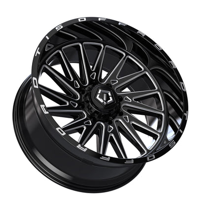 TIS 547 GLOSS BLACK - MILLED EDGE 20X10 -19 6X139.7MM 106.1MM