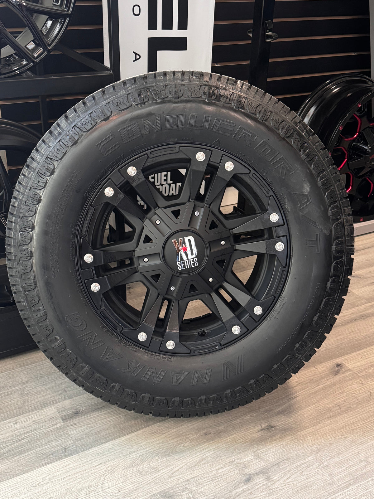 ( SET OF FOUR ) XD 822 MONSTER II MATTE BLACK 17X9 +18 6X135/6X139.7 106.1MM | NANKANG AT-5 CONQUEROR A/T 265/70R17 115T 3PMS OWL SL