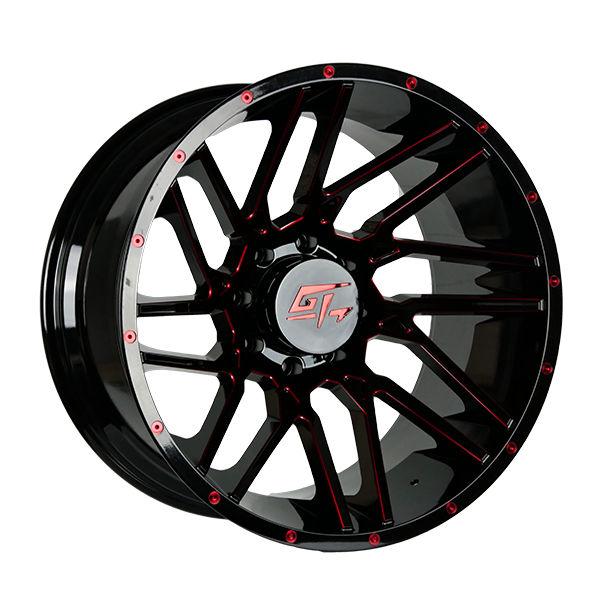 GT AGGRESSION GLOSS BLACK MILLED RED | 20X9 +12 6x139.7