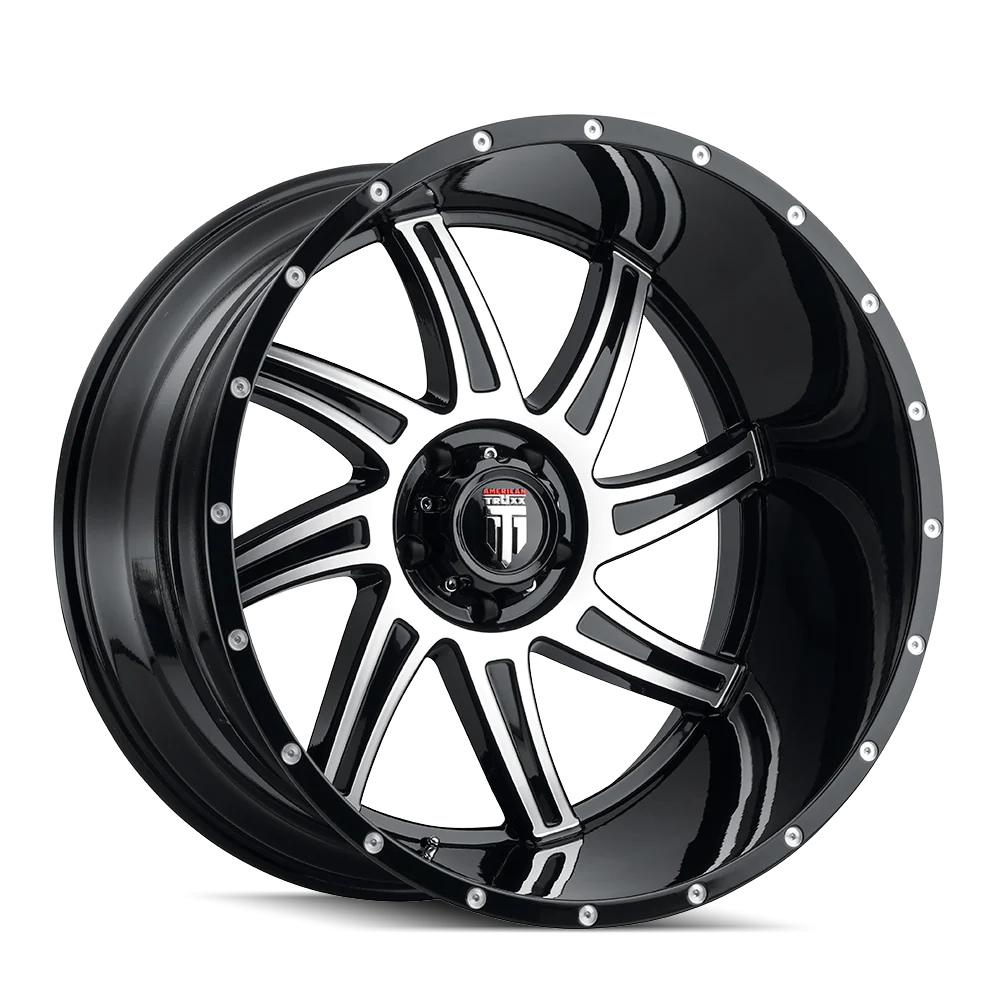 AMERICAN TRUXX VORTEX GLOSS BLACK MACHINED | 22X12 -44 6X139.7MM 106.1MM