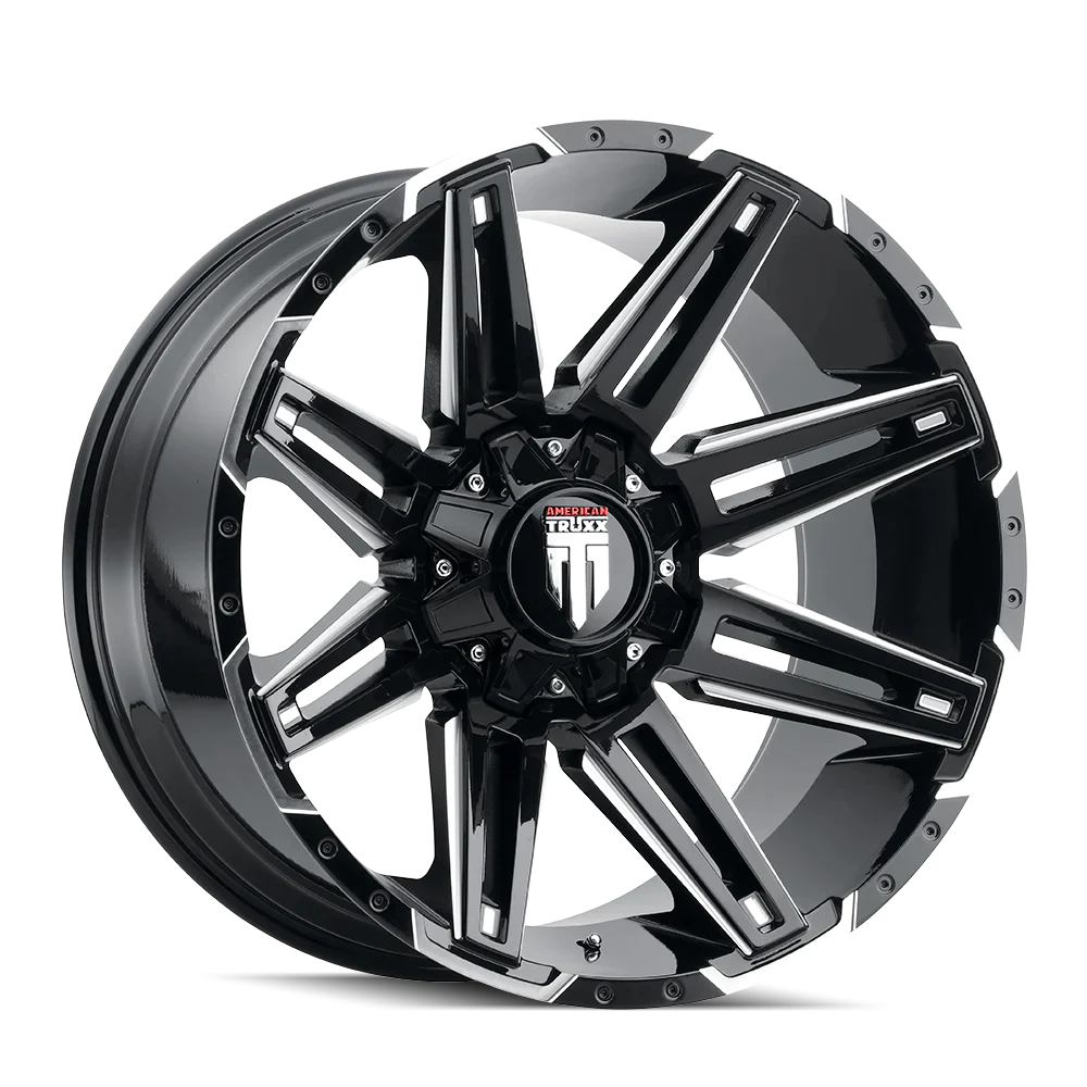 AMERICAN TRUXX BOOM GLOSS BLACK MILLED | 20X9 -12 ET 8X180 (124.2MM HUB)