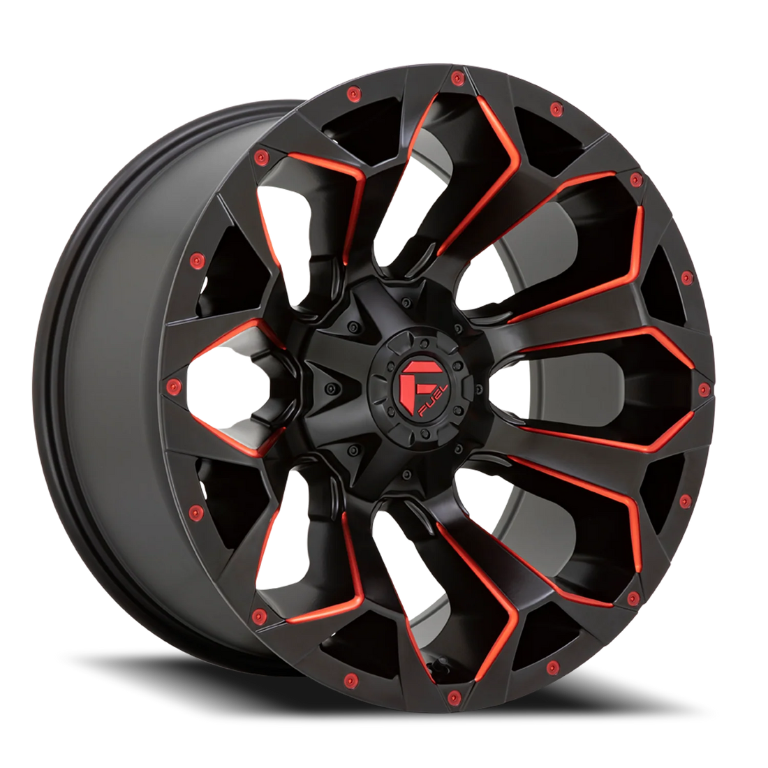 FUEL OFFROAD D787 ASSAULT MATTE BLACK RED MILLED 18X9 +20 5X139.7|5X150mm 110.1mm *text us for CLEARANCE price