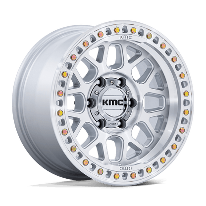 KMC WHEELS KM549 GRS GLOSS SILVER W/ MACHINED FACE 17X9 +0 6X139.7 106.1 ( TEXT FOR CLEARANCE PRICE *** )