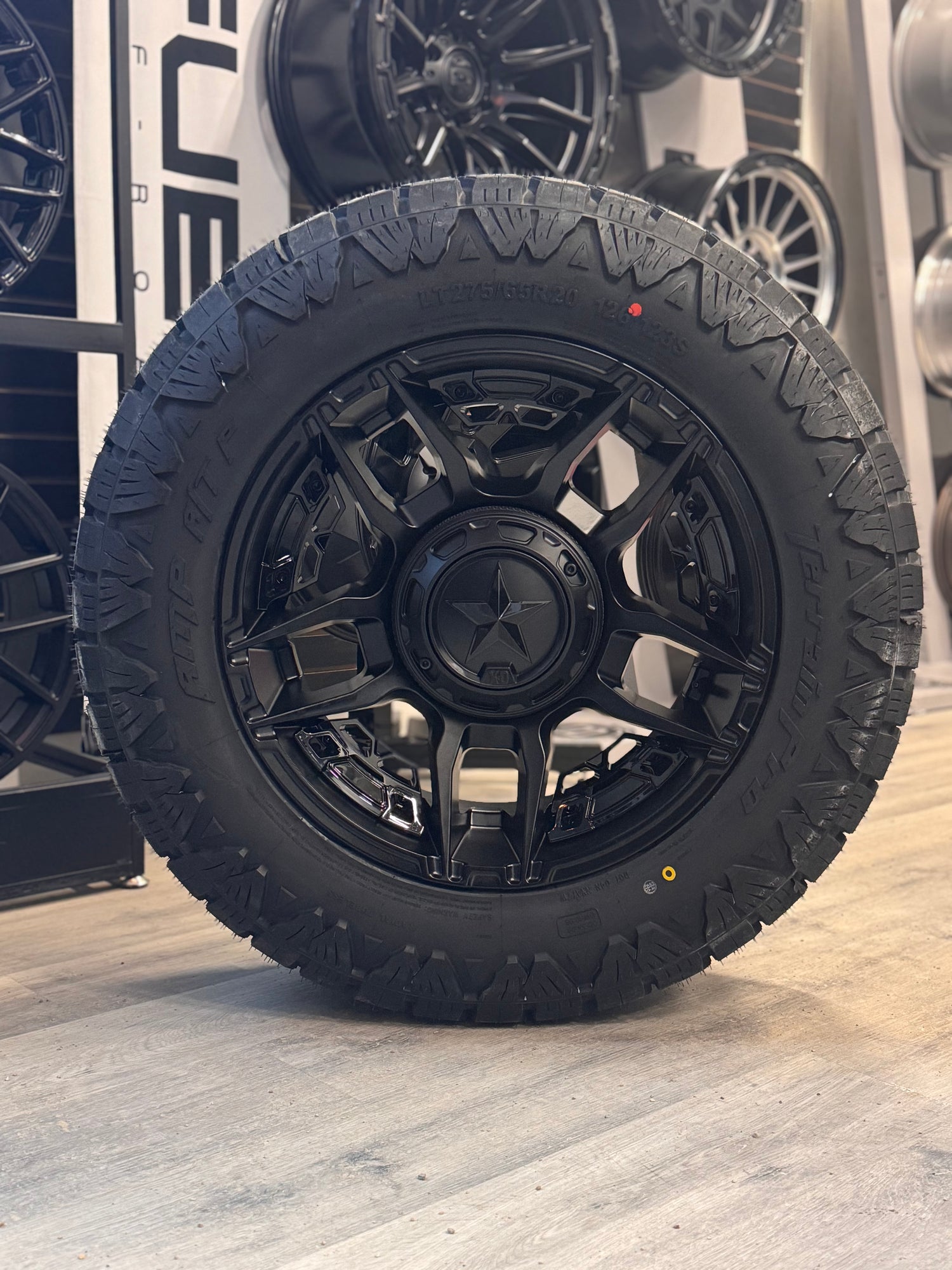 (SET OF FOUR) XD SLASH MATTE BLK 20X9 8X170 +1 125.1MM | 275/65R20 AMP TERRAIN PRO ( FLOATING CAPS )