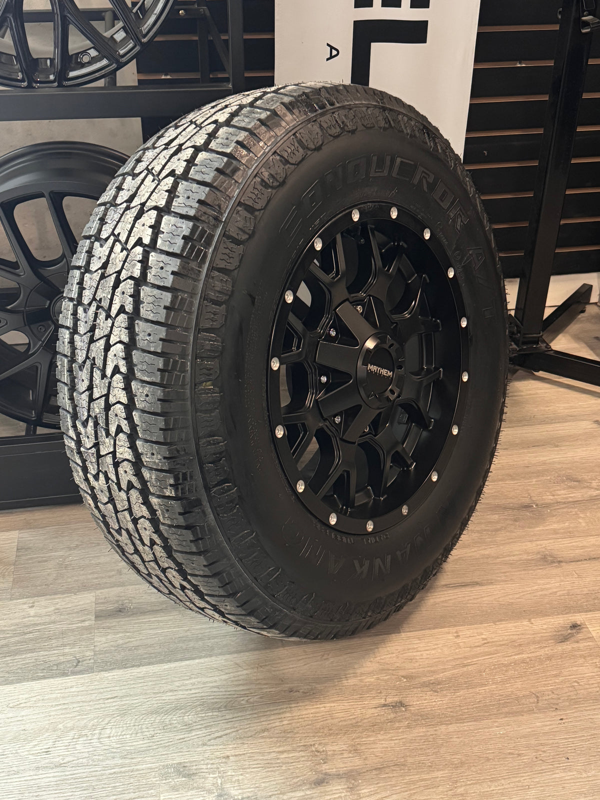 ( SET OF FOUR ) MAYHEM WARRIOR 8015 MATTE BLACK 17X9 6X135/6X139.7 18MM 106MM | 265/70R17 NANKANG AT 5 3PMS