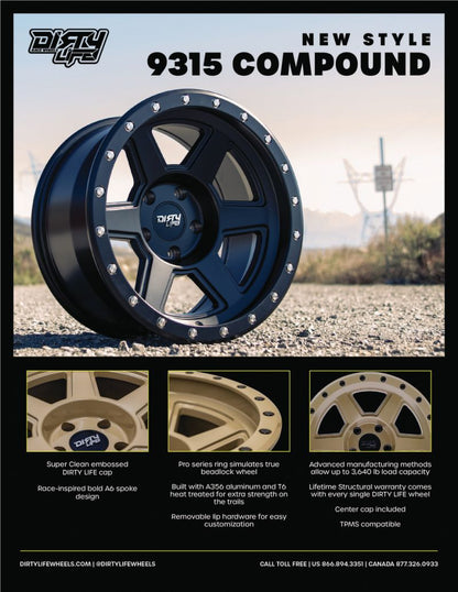 DIRTY LIFE COMPOUND MATTE BLACK 17X9 -38 6X139.7MM 106MM