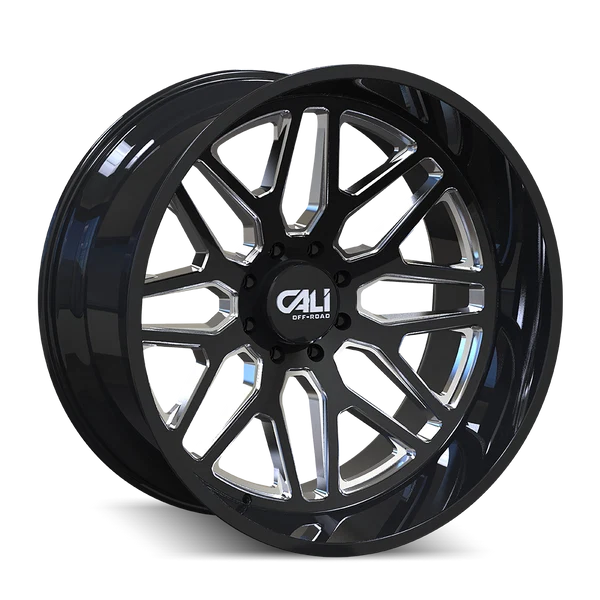 CALI OFF-ROAD INVADER 9115 GLOSS BLACK MILLED 22X12 6X135 -51MM 87.1MM