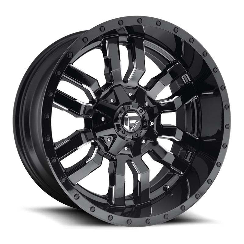 FUEL OFFROAD D595 SLEDGE GLOSS BLACK MILLED 18X9 +20 8X180mm 124.2mm *text us for CLEARANCE price