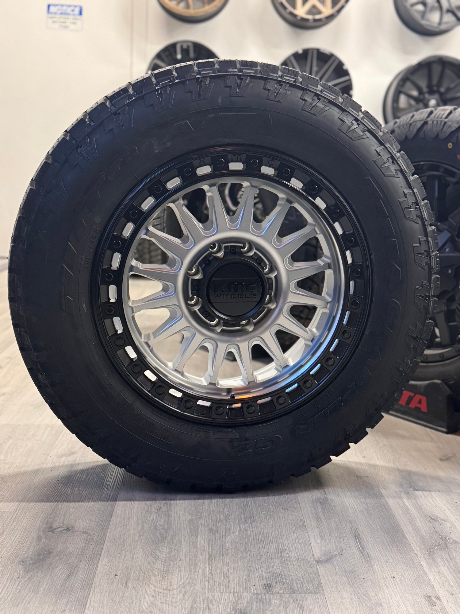 (SET OF FOUR) KMC IMS 20X9 8X165.1 +18 125MM MACHINED W/ MATTE BLACK LIP | 275/65R20 NITTO G2 3PMS