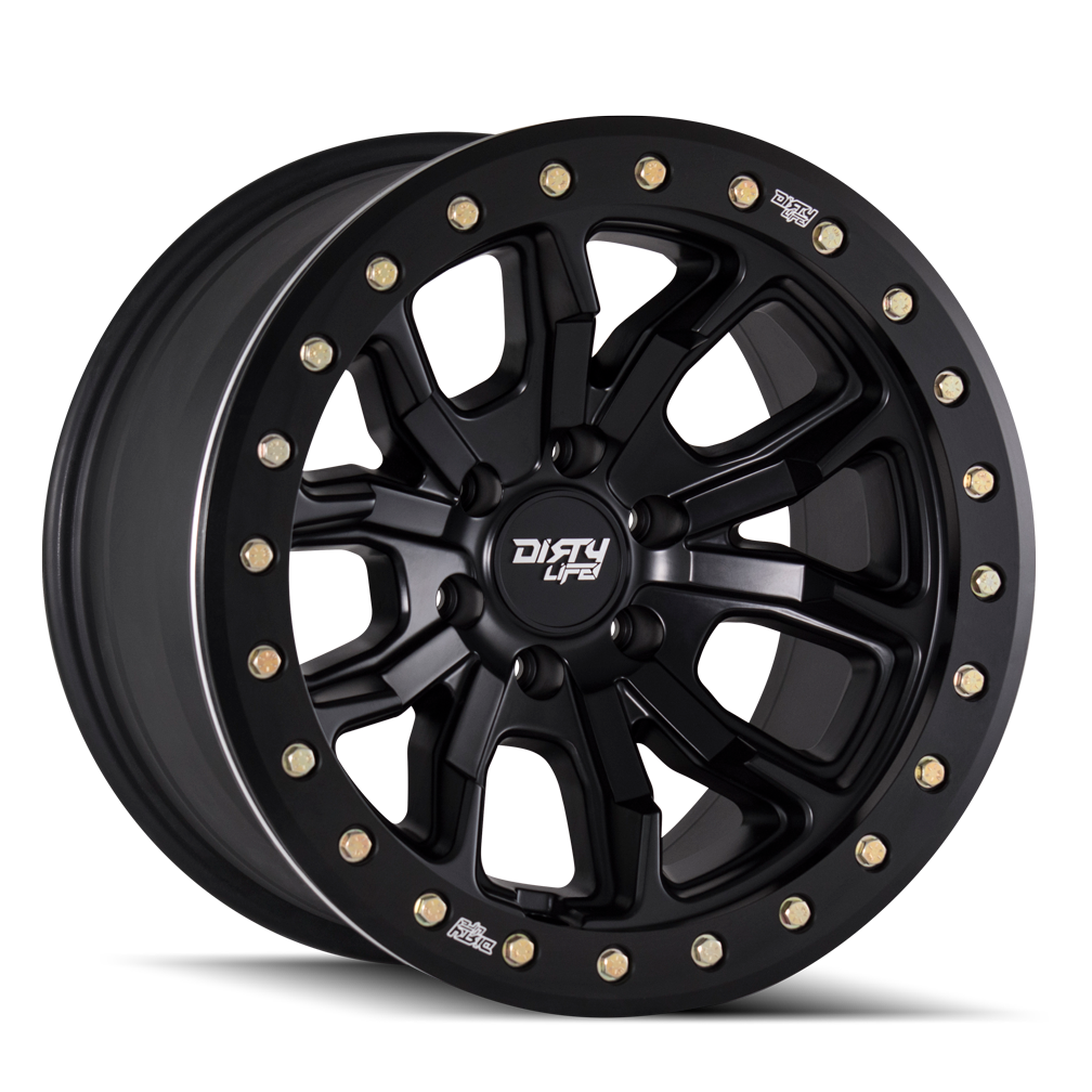 DIRTY LIFE DT-1 SIMULATED BEAD LOCK MATTE BLACK 17X9 -12 6X139.7MM 106MM