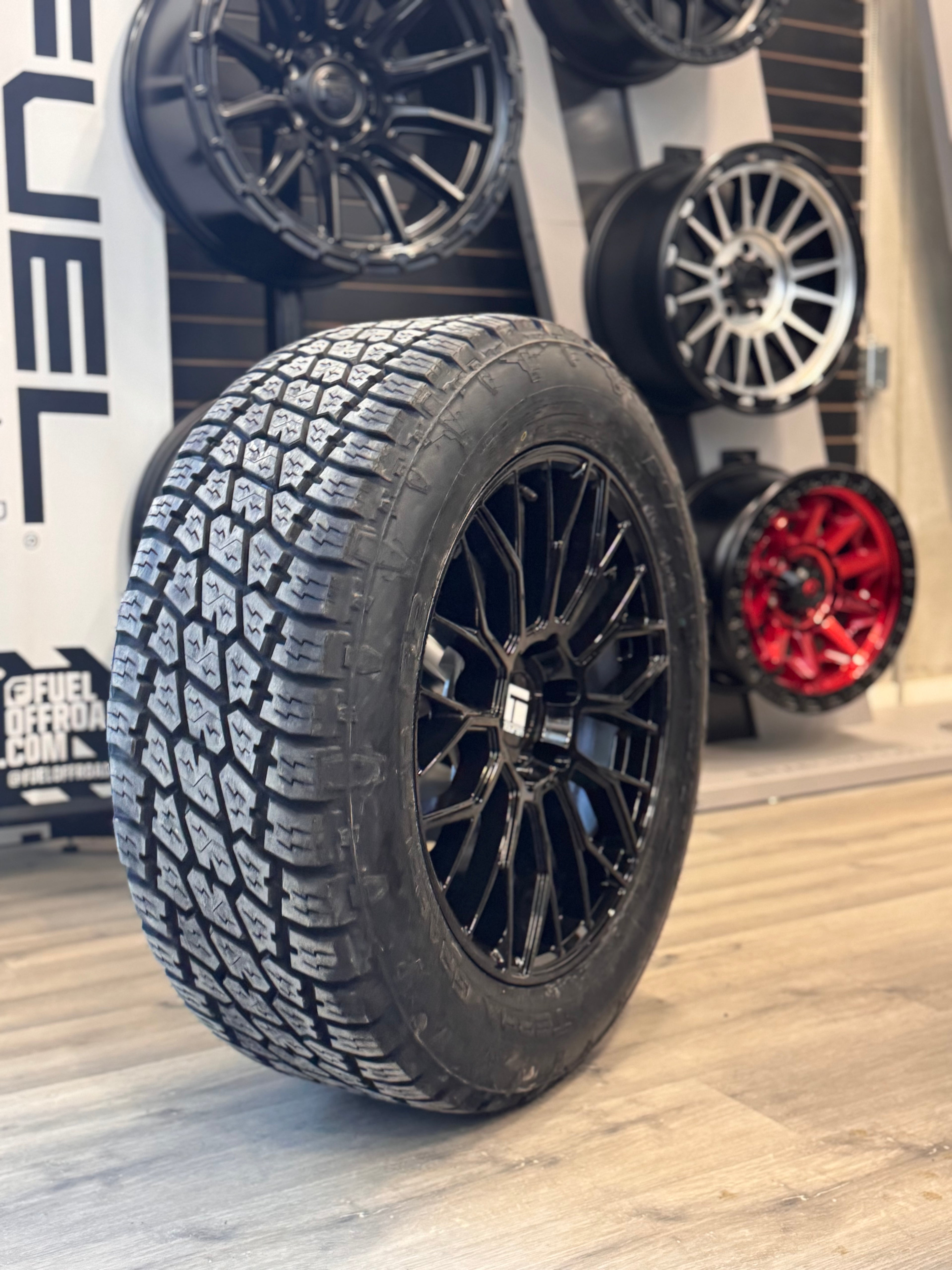 ( SET OF FOUR ) TOUREN TR08 3208 GLOSS BLACK 20X9 +20 6X139.7 106.1MM | 275/55R20 NITTO TERRA GRAPPLER G2 XL 3PMS
