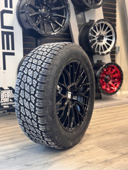( SET OF FOUR ) TOUREN TR08 3208 GLOSS BLACK 20X9 +20 6X139.7 106.1MM | 275/55R20 NITTO TERRA GRAPPLER G2 XL 3PMS
