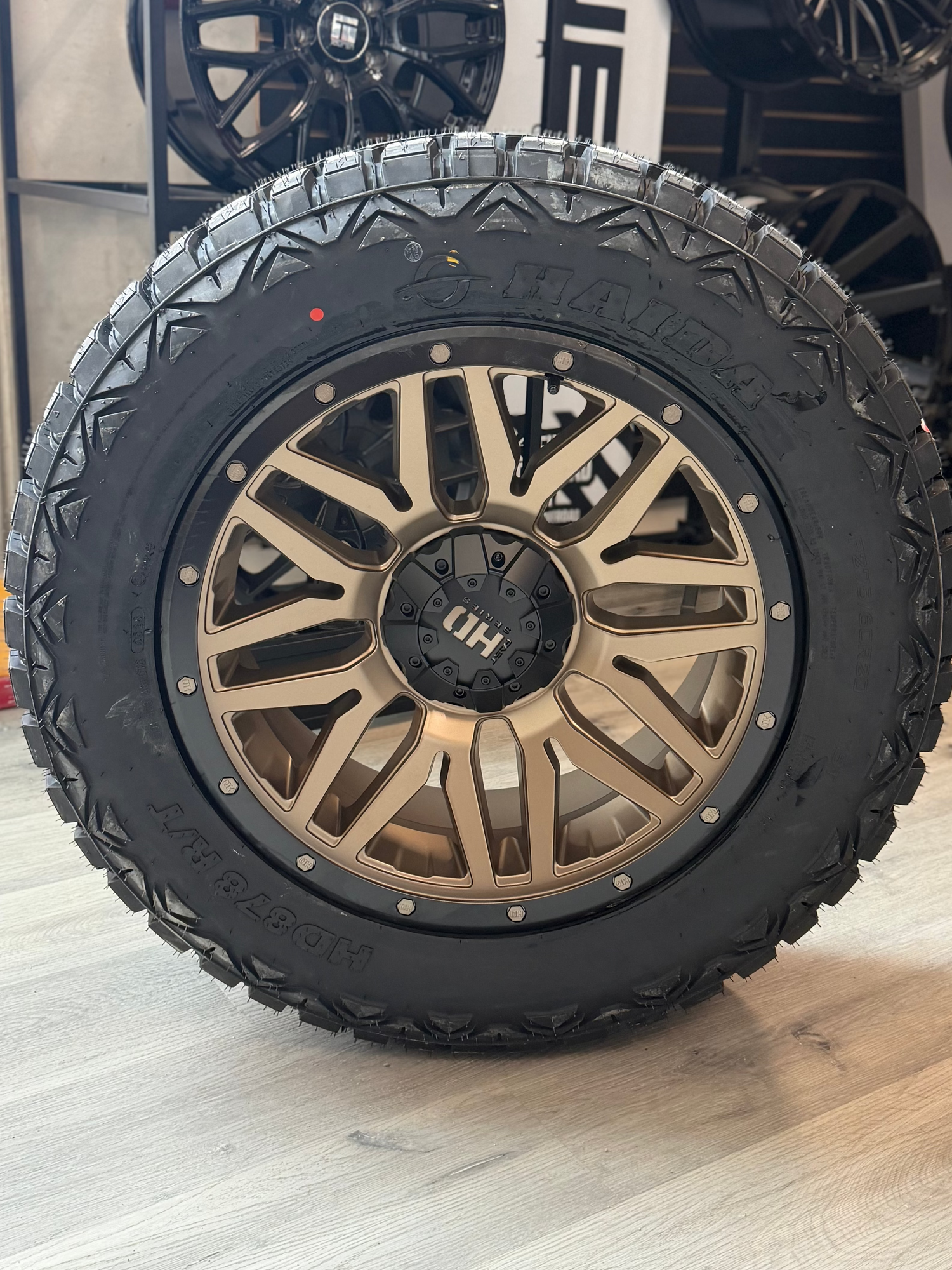 (SET OF FOUR) FAST HD MENACE SATIN BRONZE/BLACK BEADLOCK 20X9 +0 6X139.7MM 106.1MM | 275/60R20 HAIDA 878 Rugged Terrain
