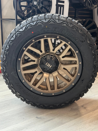 (SET OF FOUR) FAST HD MENACE SATIN BRONZE/BLACK BEADLOCK 20X9 +0 6X139.7MM 106.1MM | 275/60R20 HAIDA 878 Rugged Terrain