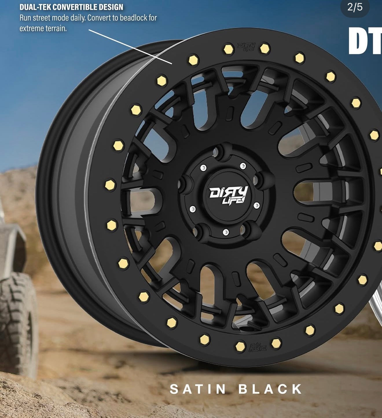 DIRTY LIFE DUAL-TEK TECHNOLOGY DT-3 9317 SATIN BLACK 17X9 -12 6X139.7 106MM
