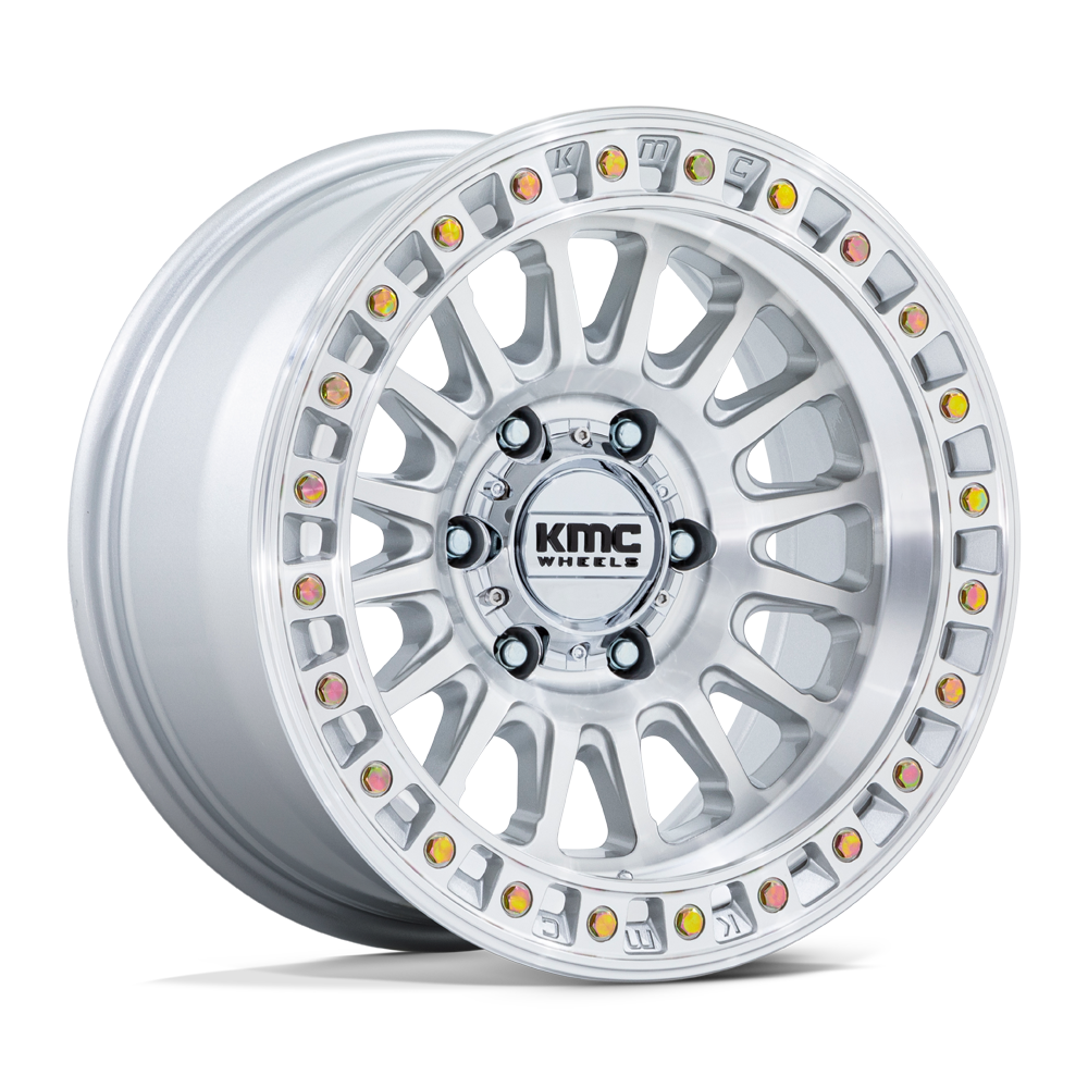 KMC KM552 IMS GLOSS SILVER W/ MACHINED FACE 18X9 0 8X165.1 125.1mm **TEXT FOR CLEARANCE PRICE **