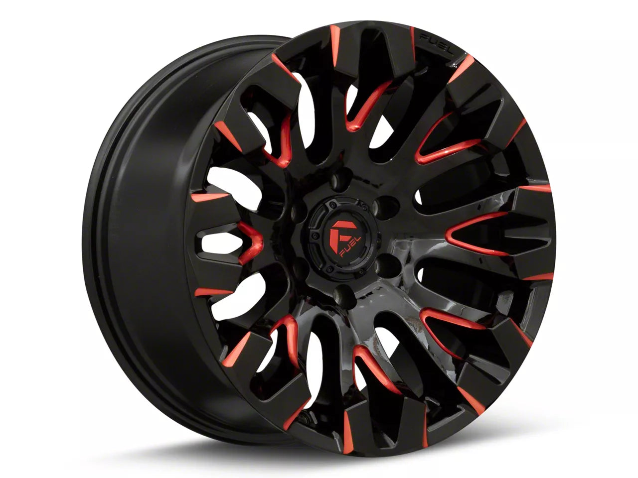 FUEL D829 QUAKE GLOSS BLACK MILLED RED TINT 18X9 +1 6X139.7 106.1mm **TEXT FOR CLEARANCE PRICE **