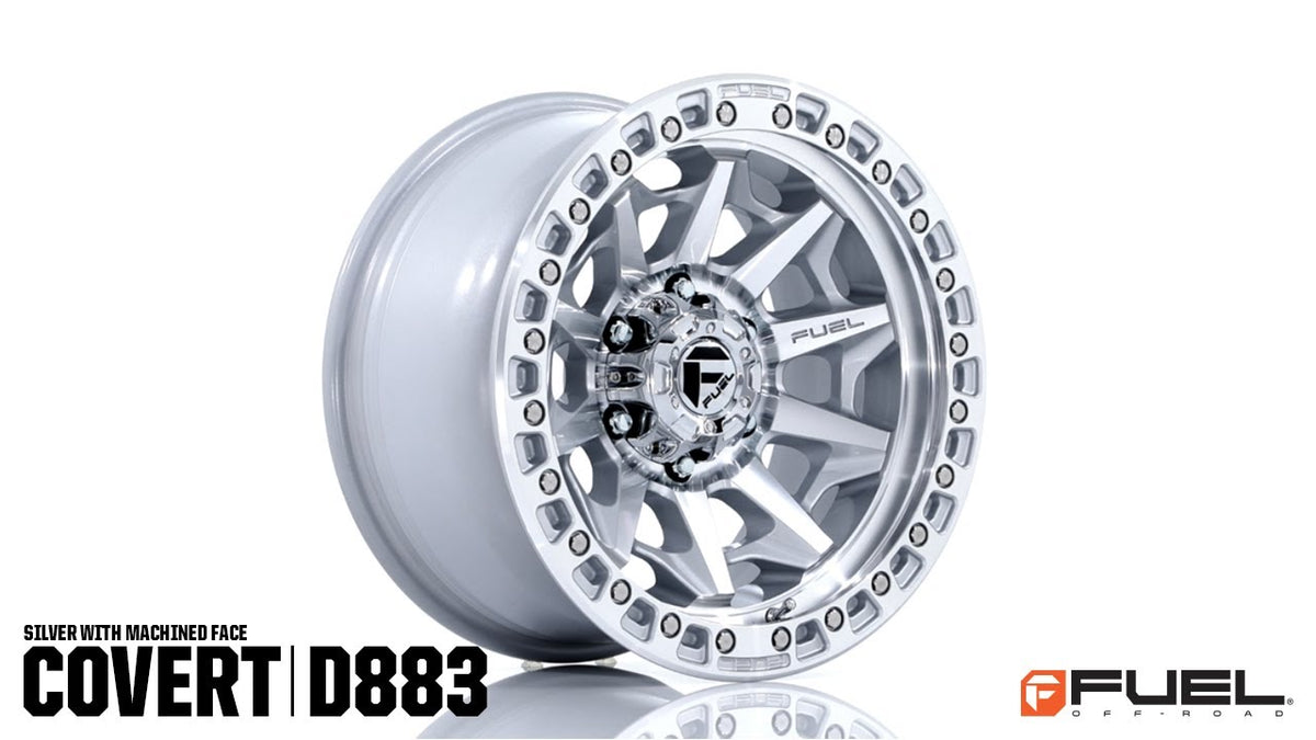 FUEL OFFROAD D883 COVERT SILVER W/ MACHINED FACE 17X8.5 0 6X139.7mm 106.1mm *Text us for CLEARANCE price
