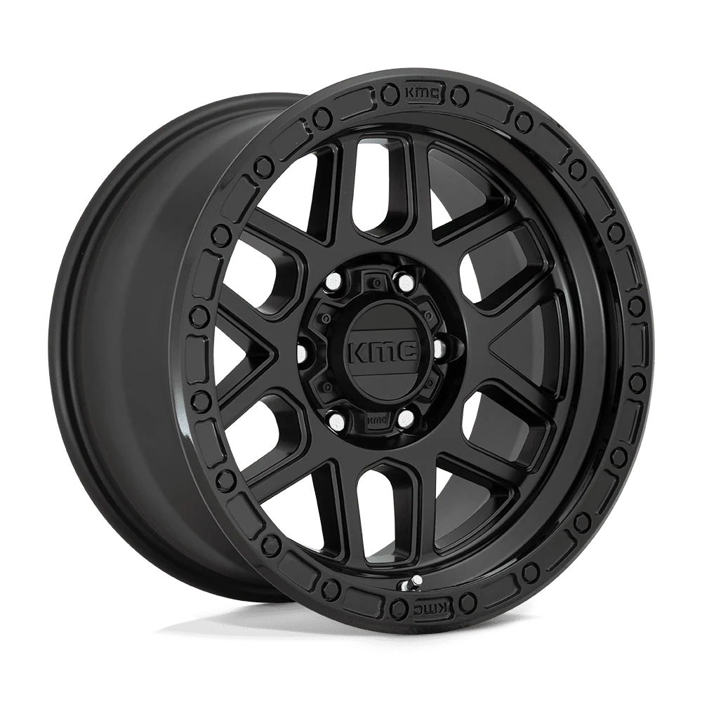 KMC KM544 MESA SATIN BLACK W/ GLOSS BLACK LIP 17X8.5 0 6X139.7 106.1MM