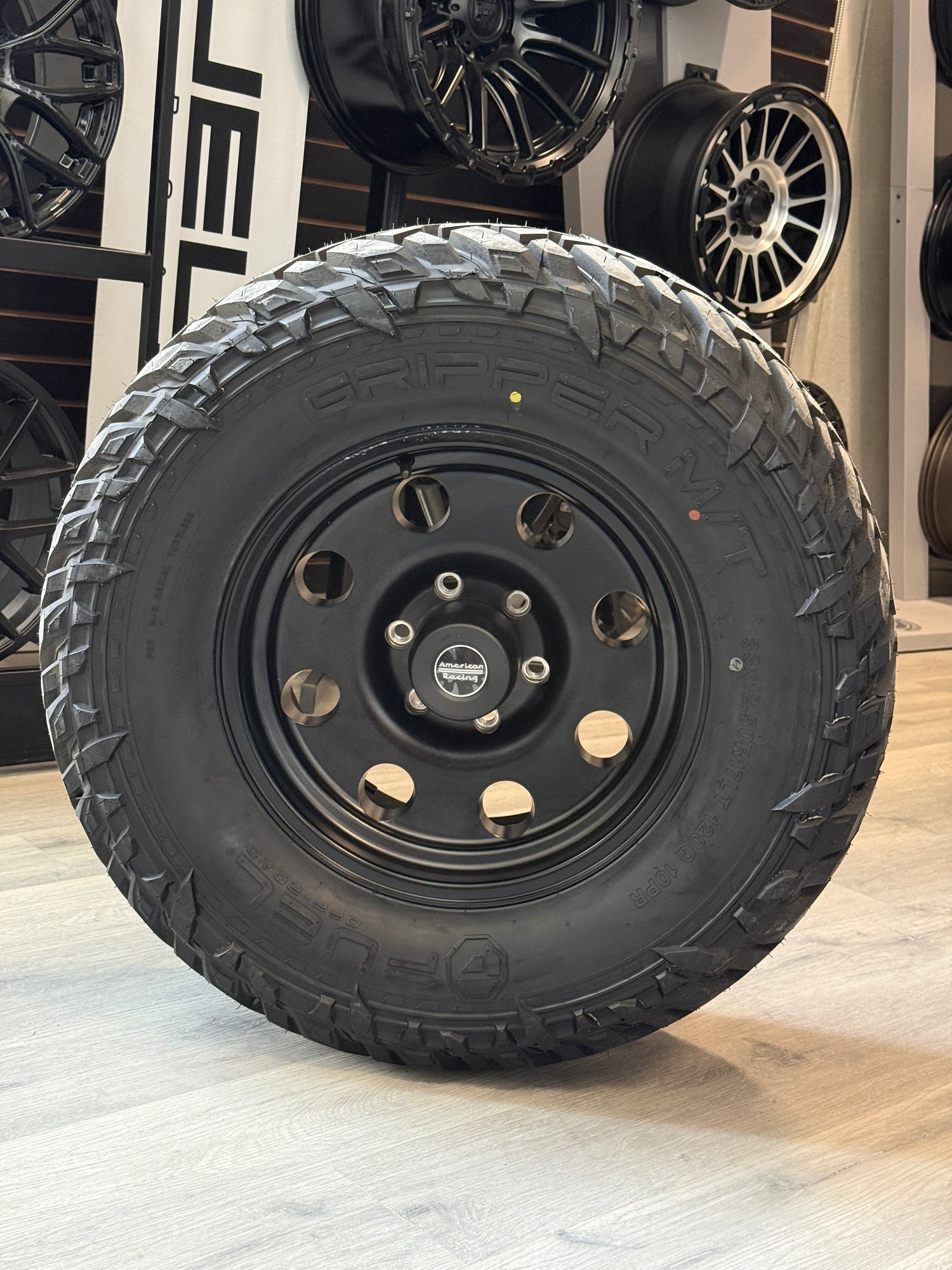 (SET OF FOUR) AMERICAN RACING AR172 BAJA 17X8 +0 6X139.7 108MM SATIN BLK | LT 33X12.50R17 FUEL GRIPPER M/T