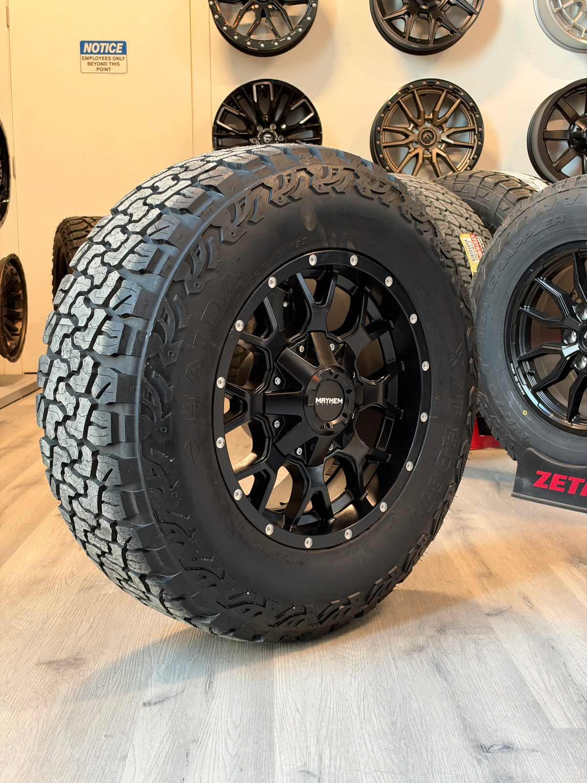 (SET OF FOUR) MAYHEM WARRIOR 8015 MATTE BLACK 17X9 6X135/6X139.7 -12MM 106MM | LT 265/70R17 HAIDA 877 3PMS
