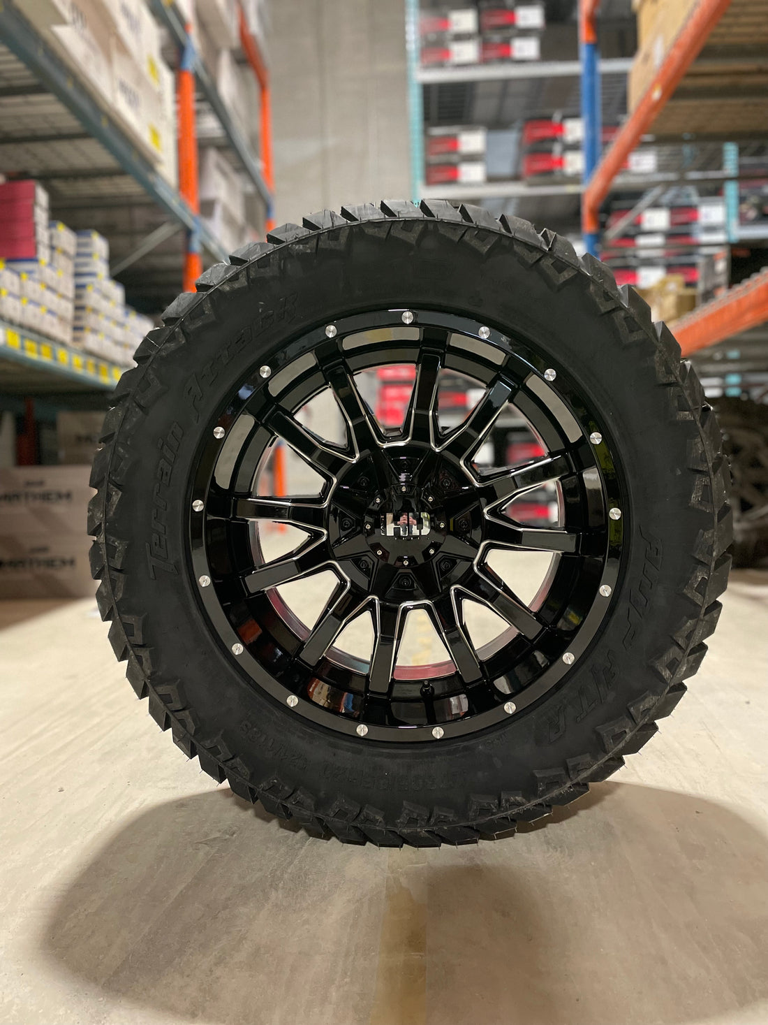 (SET OF FOUR) Fast Traxx 20x10 5x127/5x139.7 -15 BLK Milled | 305/55r20 Amp Attack AT