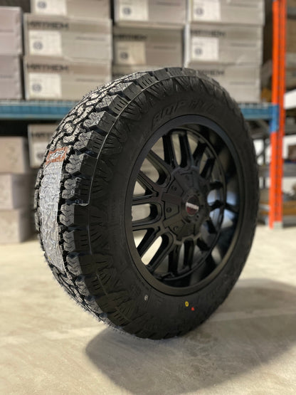 (SET OF FOUR) Mayhem Cogent 20x9 6x135/6x139.7 +13 Matte BLK | 275/60r20 Amp Terrain Pro ( F150, Sierra, Silverado, Ram, Tacoma )