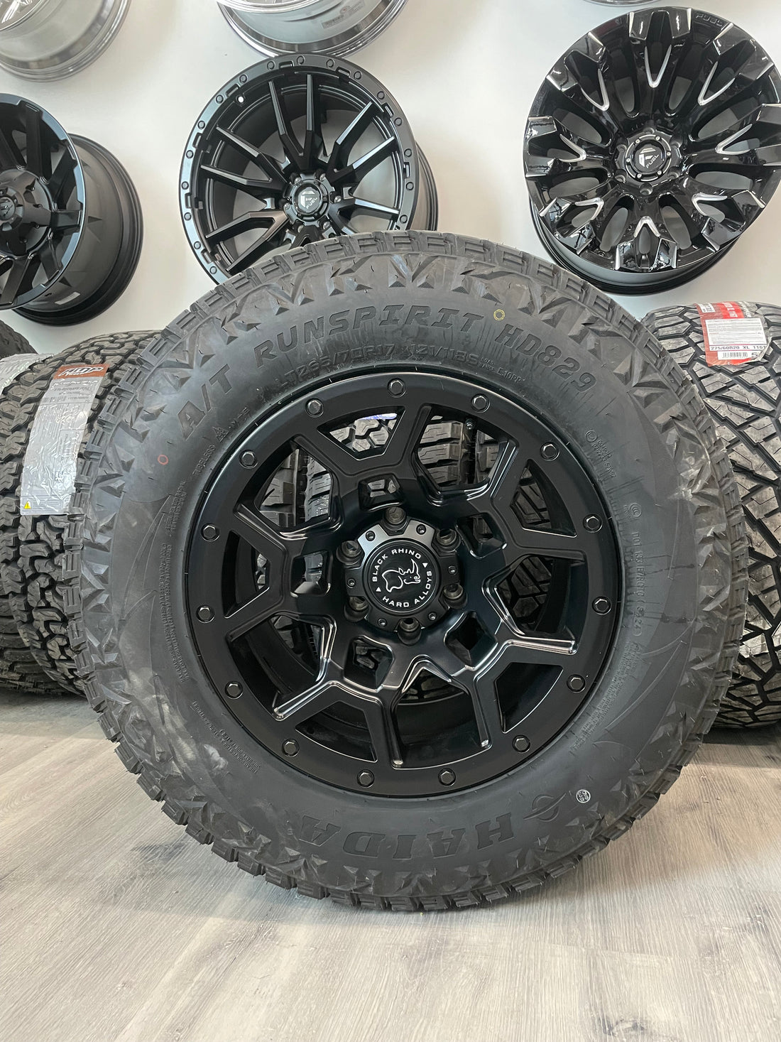 (SET OF FOUR) Black Rhino Overland 17x9.5 6x139.7 -18 Matte BLK | LT265/70r17 Haida 829 3PMS