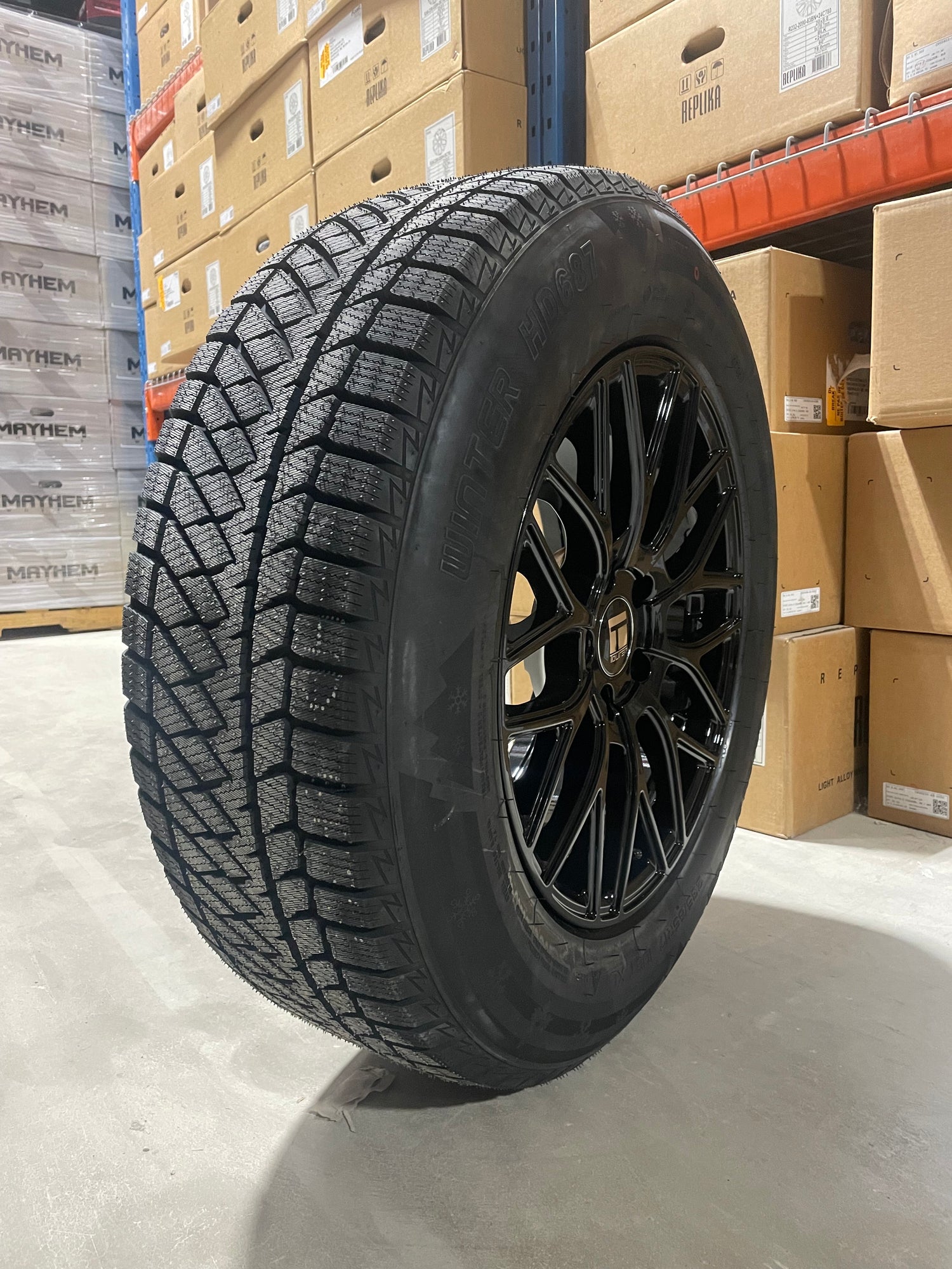 (SET OF FOUR) Touren TR76 17x8 5x114.3 +35 Gloss BLK | 235/65r17 Haida 687 ULTRA-GRIP STUD-LESS WINTER TIRES 3pms ( CRV, RAV4, Equinox, and more!
