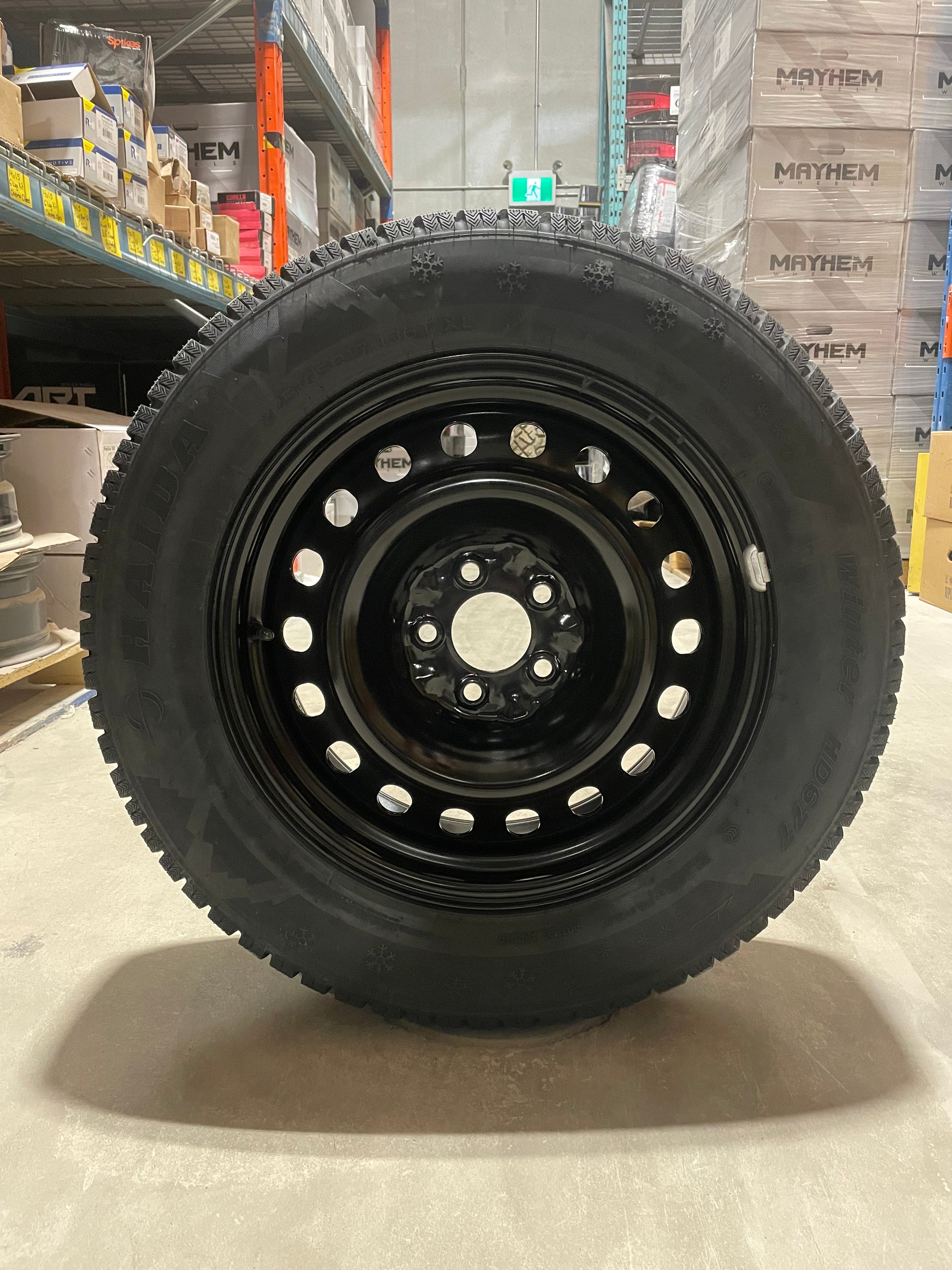 (SET OF FOUR) Performance Steel Wheel 17x7 5x114.3 +40 | 225/65r17 Haida 677 ULTRA-GRIP Winter Tires ( Honda, Buick, Mazda, Ford, Chevy and more!)