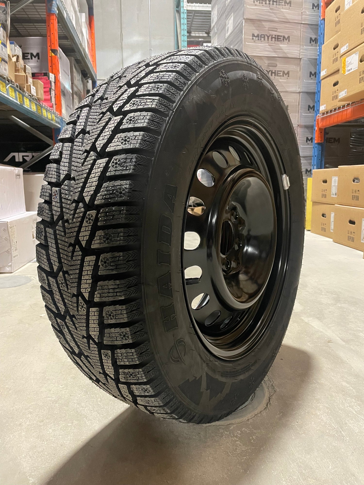 (SET OF FOUR) Performance Steel Wheel 17x7 5x114.3 +40 | 225/65r17 Haida 677 ULTRA-GRIP Winter Tires ( Honda, Buick, Mazda, Ford, Chevy and more!)
