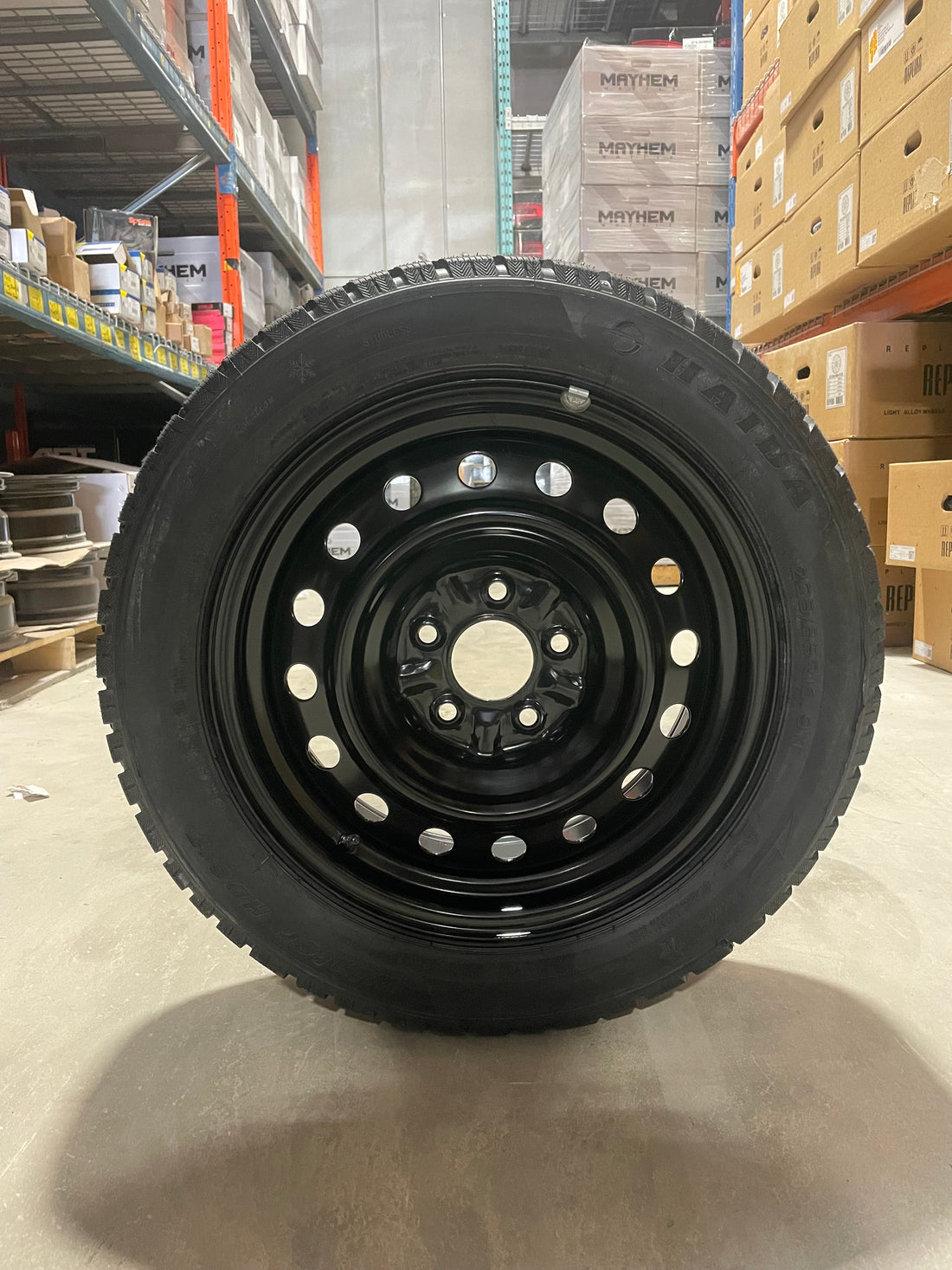 (SET OF FOUR) Performance Steel Wheel 16x6.5 5x114.3 +40 BLK | 205/55r16 Haida 617 ULTRA-GRIP winter tires ( Honda civic, VW, Audi and more! )