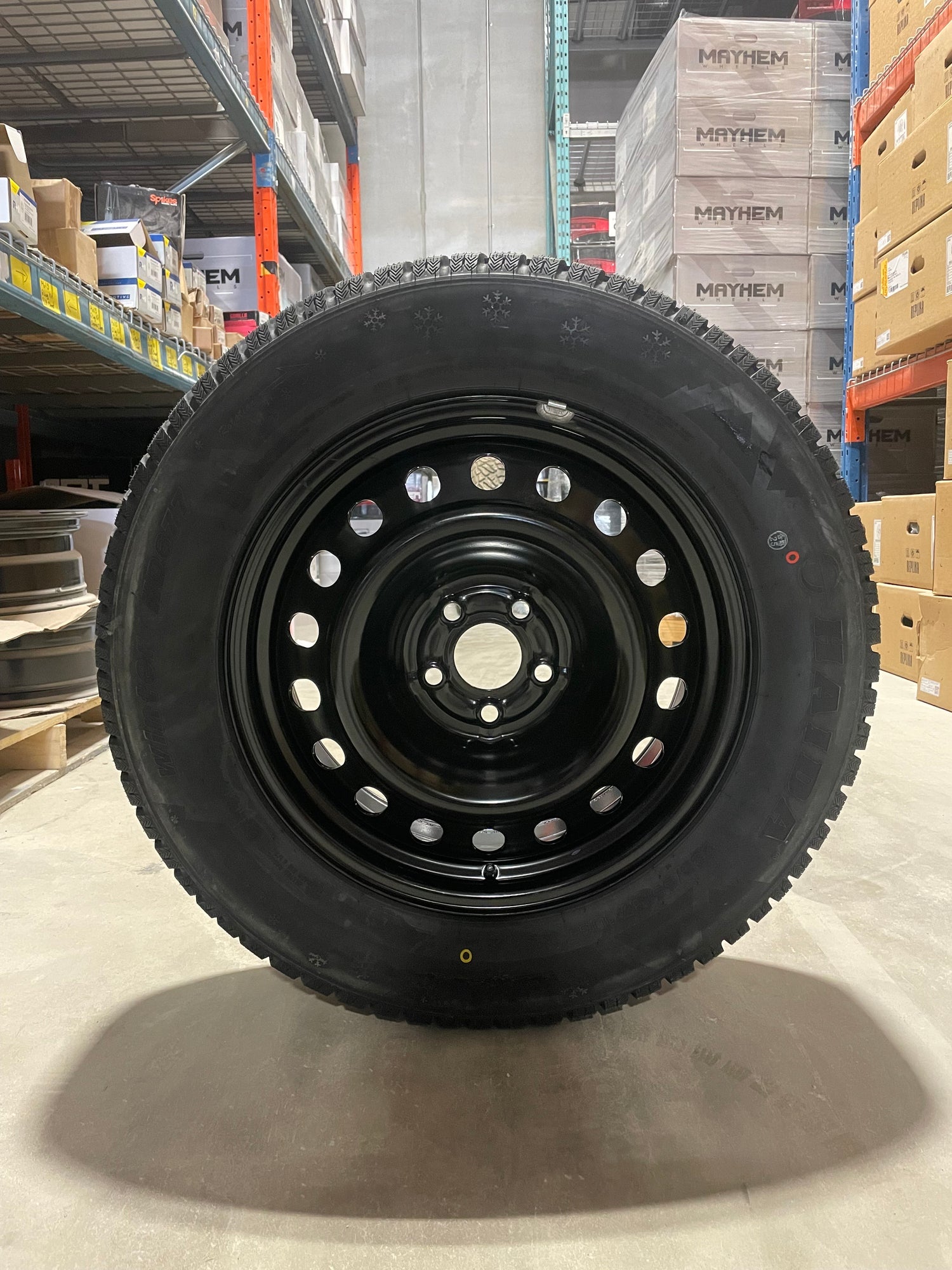 (SET OF FOUR) Performance Steel Wheel 17x7 5x108 +50 BLK | 225/65r17 Haida 677 ULTRA-GRIP Winter tires ( Ford bronco sport, Ford escape and more! )