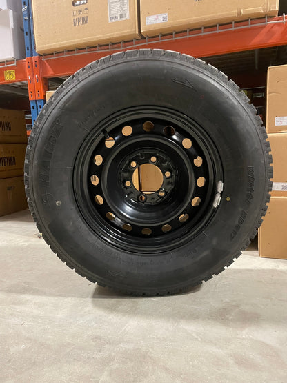 (SET OF FOUR) Performance Steel Wheel 17x7 6x139.7 +14 BLK | 265/70r17 Haida 617 Winter ( GMC, CHEVY 1500, Yukon, Tahoe, Tacoma )
