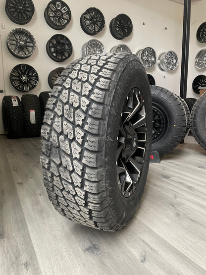 ( SET OF FOUR ) FUEL ASSAULT GLOSS BLACK MILLED 20X9 +20 8X180 | 285/65R20 NITTO TERRA GRAPPLER G2 3PMS