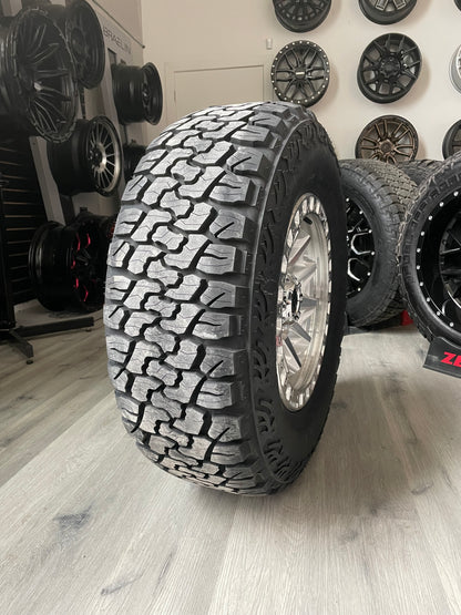 (SET OF FOUR) FUEL COVERT SILVER/MACHINED 17X8.5  6X139.7 0MM 106.1MM | 285/70R17 HAIDA 877