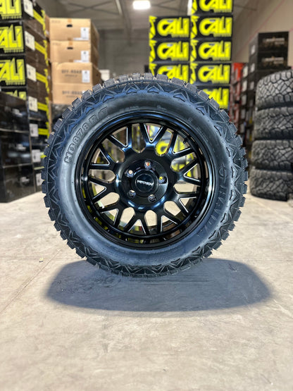 (SET OF FOUR) MAYHEM TRIP WIRE GLOSS BLACK| 5X139/5X127 20X10 +0 | 33X12.50R20 HAIDA 878