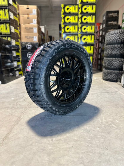 (SET OF FOUR) MAYHEM TRIP WIRE GLOSS BLACK| 5X139/5X127 20X10 +0 | 33X12.50R20 HAIDA 878