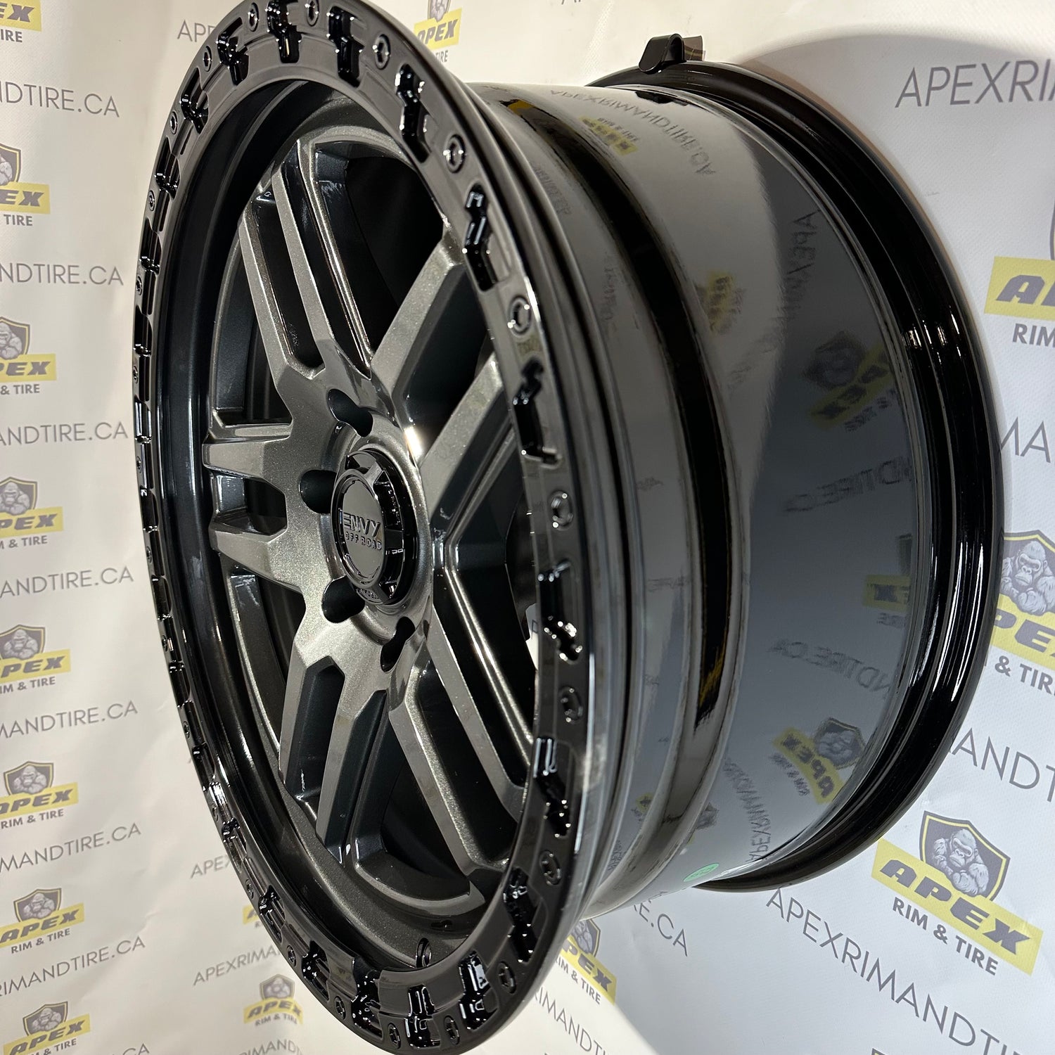 ENVY WHEELS FFT9 LIQUID METAL/ GLOSS BLACK BEADLOCK | 20X9 6X139.7 -12 (106.1MM HUB)