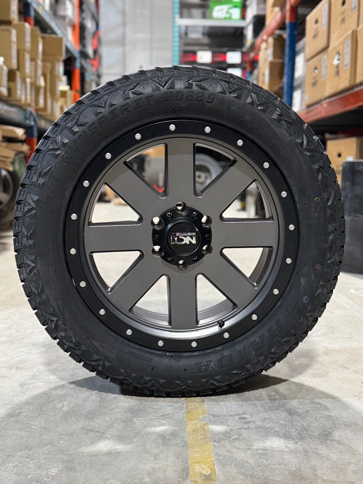 ( SET OF FOUR ) ION TYPE 134 MATTE GUNMETAL/BLACK BEADLOCK 20X9 6x139.7 0MM 106MM | 275/55R20 HAIDA 829 3PMS