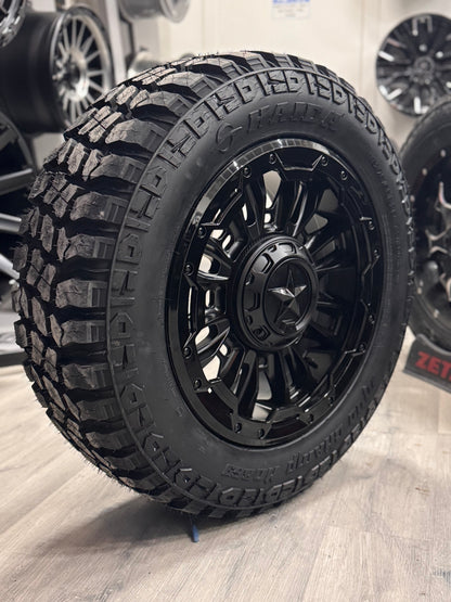 XD BOMBER MATTE BLK WITH GLOSS BLK RING 20X9 6X135/6X139.7 +20 106.1MM | HAIDA HD 869 MUD CHAMPS LT 275/60R20 3PMS ( Floating caps )