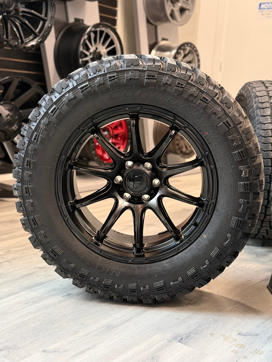 (SET OF FOUR) FUEL VARIANT MATTE BLK 20x9 6x135 +1MM | 35x12.50R20 NANKANG MT 10PR ( F150 )