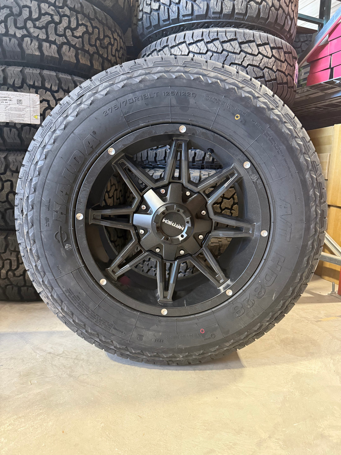 (SET OF FOUR) Mayhem Rampage 18x9 8x170 +18 Matte BLK | LT275/70r18 Haida 828
