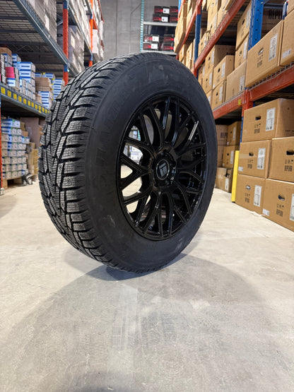 (SET OF FOUR) Touren TR76 17x8 5x108 +35 Gloss BLK | 225/65r17 Haida HD677 Winter ( FORD )