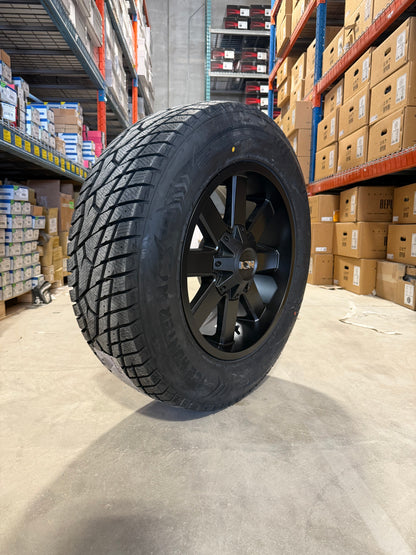 (SET OF FOUR) ION 141 20x9 8x165.1 +18 Satin BLK | LT275/65r20 Venom Ice Hunter 3PMS - Winter Clearance